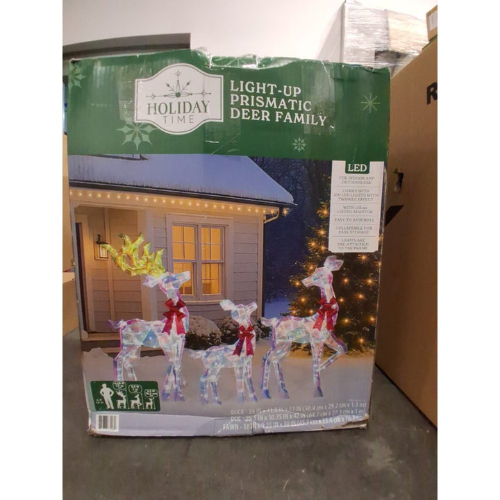 Holiday Time Light-Up Prismatic Deer Family - LED Lights, Twinkle Effect, Indoor/Outdoor Retail $99.00