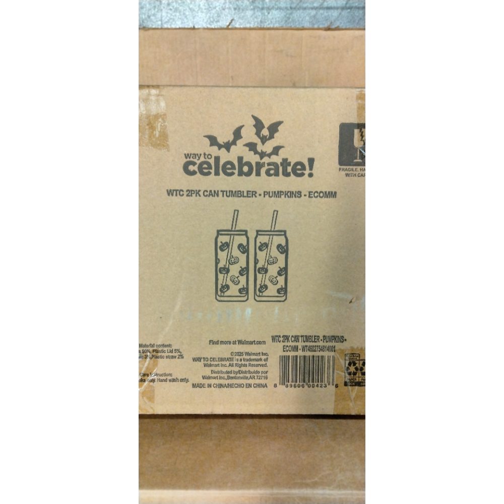 Way To Celebrate! WTC 2PK Can Tumbler - Pumpkins - ECOMM Retail $10.00