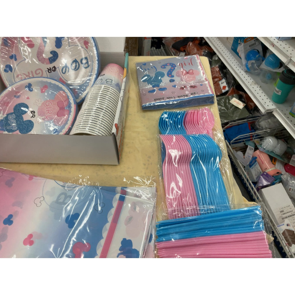 Unbranded Gender Reveal Party Supplies - Plates, Cups, Cutlery, Napkins