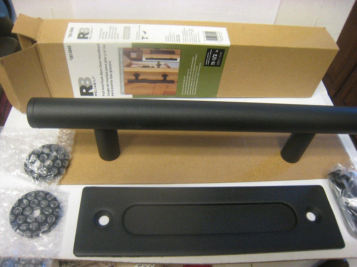 RELIABILT Pull & Flush Barn Door Handleset #3614945 Matte Black 11.5" Long