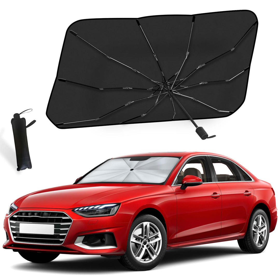 EcoNour Adjustable Car Windshield Umbrella Sun Shade | Foldable UV Protection Shade with 240T Polyester | Fits Various Windshield Angles