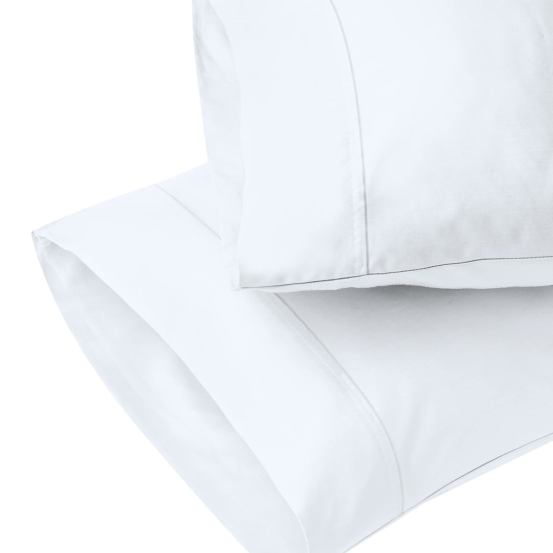 Standard Pillowcase Set, 400TC 100% Cotton Pillowcases, Hotel Quality Snow White Pillowcase Set, Skin Friendly Percale Pillowcase Set