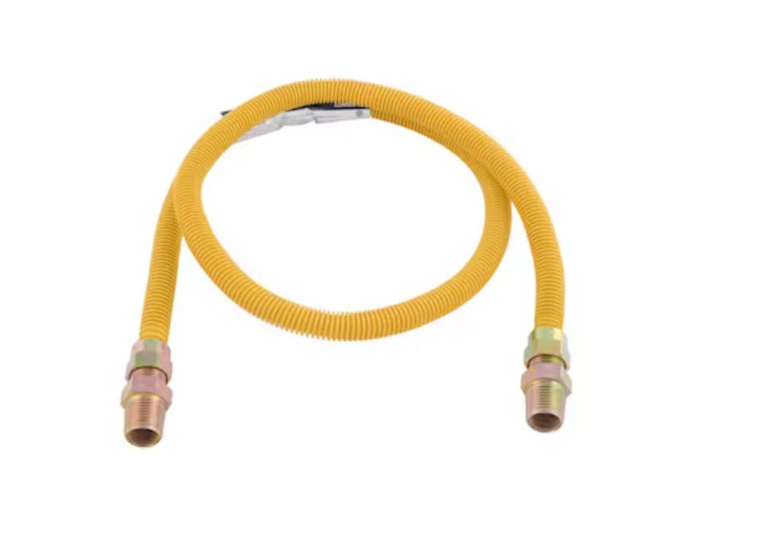 Eastman 48 Inch x 1/2 Inch OD Flexible Gas Line Connector with (2) 1/2 Inch MIP Fitting Ends for Natural Gas and Liquid Propane, Stainless Steel, Yellow, 20YE505048B