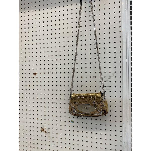 Gold Sequin Shoulder Bag - Evening Clutch with Chain Strap Retail $45.00