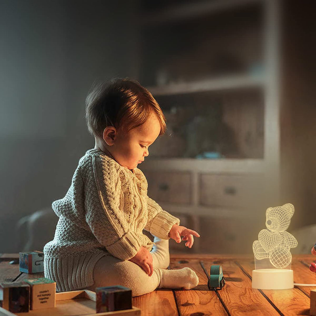 CUICANSHANG LoveBear TeddyBear Illusion Lamp Night Light for Kids LED Table Lamp Night Lamp Bedroom Decoration Holiday Presents Birthday Gifts for Children Boys Girls