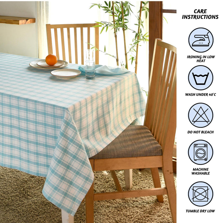 Folkulture Table Cloth 60" x 72", 100% Cotton Rectangular Tablecloth for Home Decor, Blue Farmhouse Tablecloth or Modern Outdoor Table Cover for Kitchen Decor (Aqua Plaid)