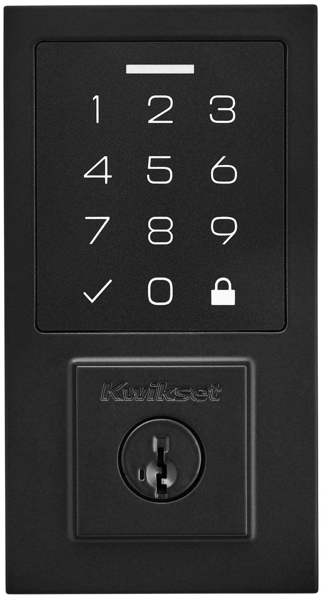 Kwikset 9270CNT-514S Contemporary SmartCode Touchpad Electronic Deadbolt SmartKey Matte Black Finish