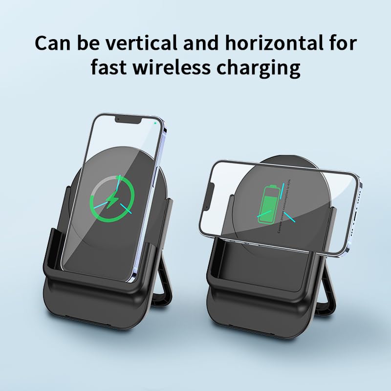Wireless Charging Pad,Qi-Certified 15W Max Fast Wireless Charger (No AC Adapter) (Black+Holder)