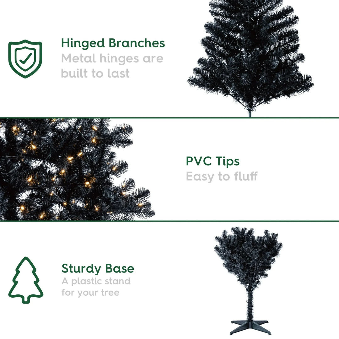 6.5ft Prelit Madison Pine Black Artificial Christmas Tree Warm White LED Lights Retail $15.00