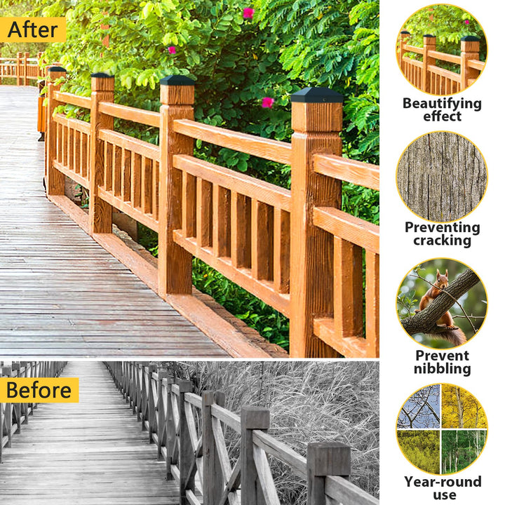 Goovilla 4x4 Post Caps Black(Actual 3.5" x 3.5"), 24 Pack Fence Post Caps with 48 Screws and Easy Installation, Sturdy Waterproof Plastic Deck Post Caps with Frosted Finishing Touch, Protect Wood Post