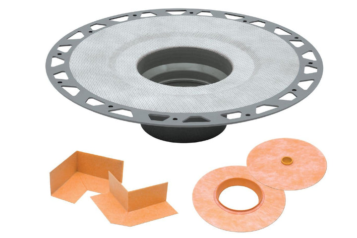 Schluter Kerdi-Drain PVC Shower Flange Kit with Preformed Waterproofing Corners - Ideal for New and Renovation Projects - 2-Inch Outlet, Easy Installation - KD2FLKPVC