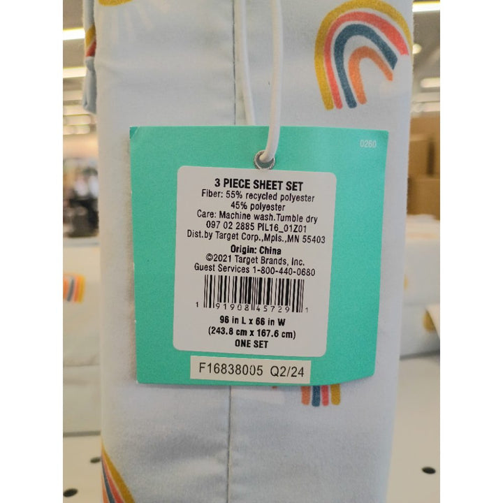 Twin Rainbow Microfiber Kids' Sheet Set Scatter Blue - Pillowfortâ„¢