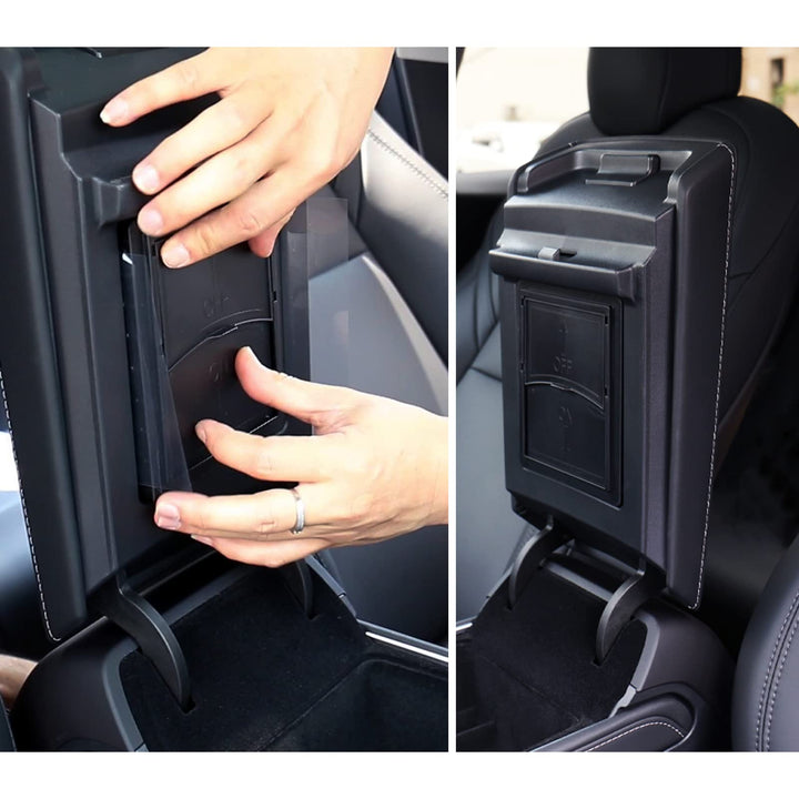 Carwiner 5 PCS Center Console Organizer Tray Compatible with 2021-2023 Tesla Model 3/Y, Cup Holder and Sunglass Holder, Flocked/Silica Rubber Armrest Hidden Cubby Drawer Storage Box Interior