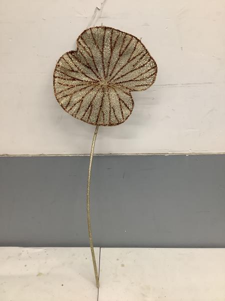Glittered Lotus Leaf Stem - Decorative Floral Accent Retail $14.99