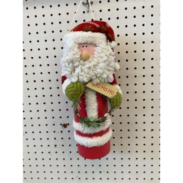 Holiday Decor Santa Claus Ornament - "Ho Ho Ho" Sign & Candy Cane Detail Retail $25.00