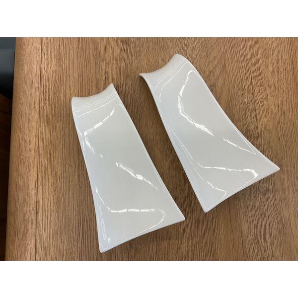 Strawberry street Brand White Ceramic Serving Plates - Set of 2, Modern Curved Design Retail $35.00
