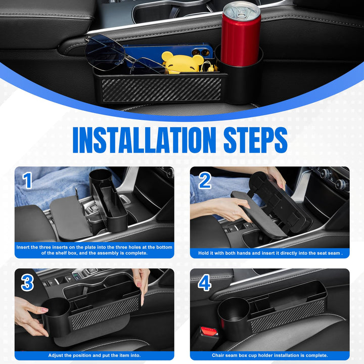 This Hill Car Seat Gap Cup Holder, 2 in 1 Car Gap Filler with Cup Holder, Removable Seat Filler Cup Holder with 2 Hook Black for Auto Accessories, Cellphones, Wallet, Drink Cups, Cards