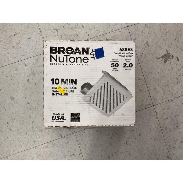 Broan NuTone 688ES Ventilation Fan - 50 CFM, 2.0 Sones, Quick Install Retail $60.00