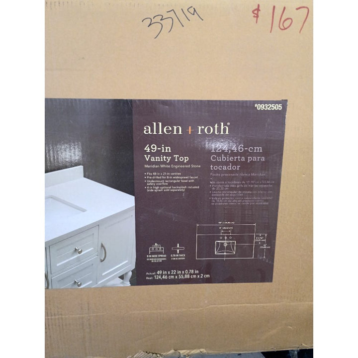 allen + roth 49-in Vanity Top, Engineered Stone, White
