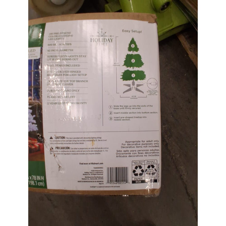 Holiday Time 6.5’ Pre-Lit Madison Pine Christmas Tree 8 Color Multi Function Retail $99.00