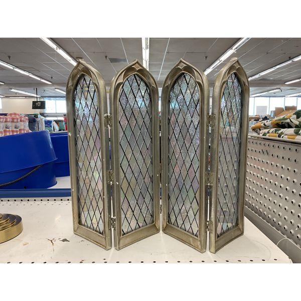 Vintage Style Four Panel Screen Room Divider - Decorative, Folding, Tabletop Retail $75.00