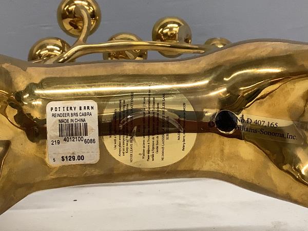 Pottery Barn Brass Reindeer Cabra Candelabra Retail $129.00