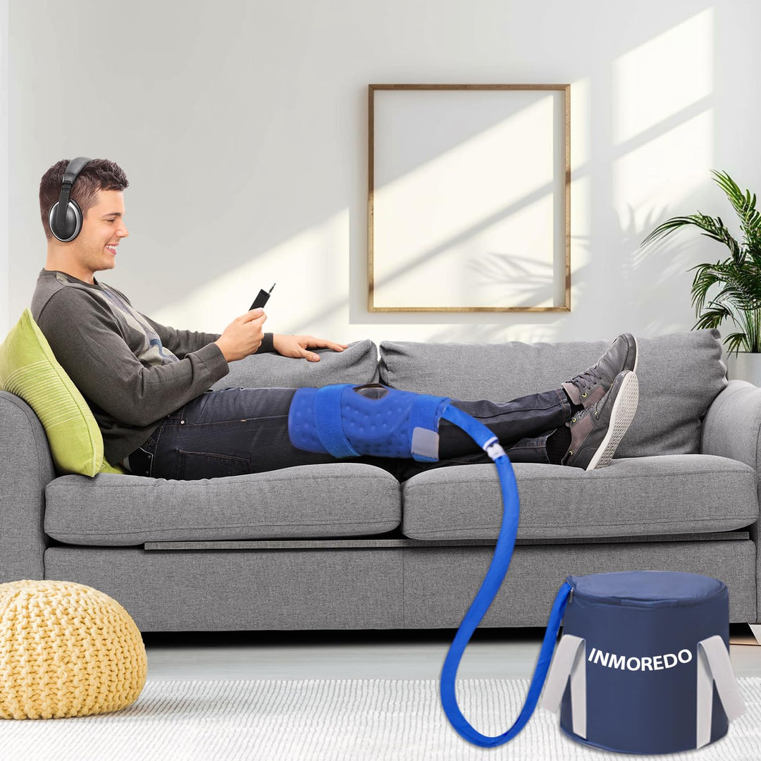 Inmoredo Cold Therapy System Ice Machine System for ACL Knee Surgery Recovery - Quiet Pump, Flexible Kit, Portable, Knee Ice Machine, Ideal for Sports Injuries, Pains, Strain & Stiffness, Sprain