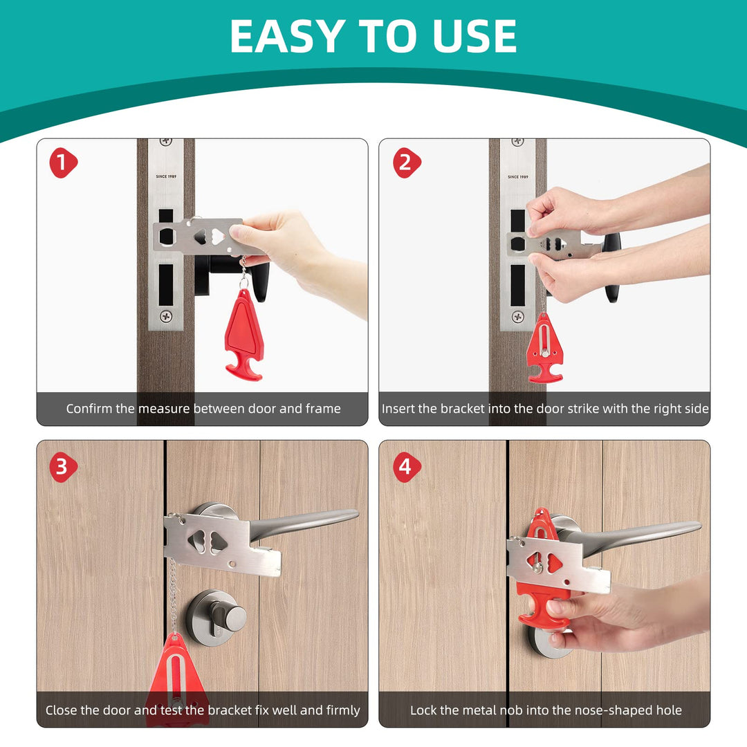 Lingbokai-Hotel Door Locks for Travelers,2 Pack,Dual Protection Security Door Kit, Prevent Unauthorized Entry in Home, Apartment and School,Travel Door Lock for Hotel Rooms