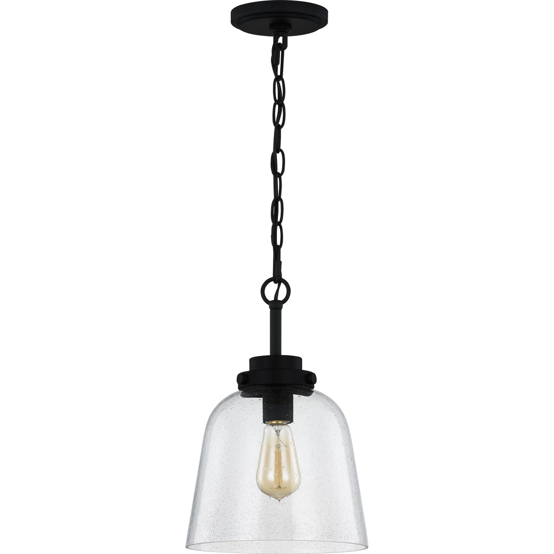 Quoizel Seaton Pendant Light, 14.75 Inch 1-Light Matte Black Finish, Max Adjustable Height 67", Pendant Light for for Kitchen Island, Dining, Hallway or Bedroom