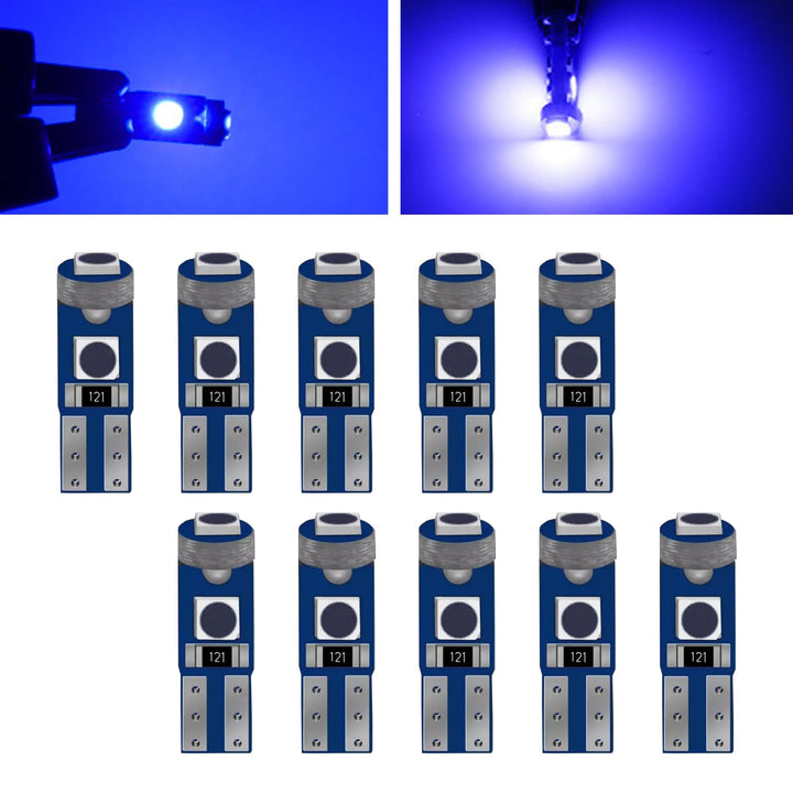 Jawmoy 10 PCS T5 Car LED Dash Lights, 6000K 100LM LED Bulbs, Car Interior Replacement Accessories, Universal for Most Cars, Trucks and Vans (Blue), JACD918BE-10PS