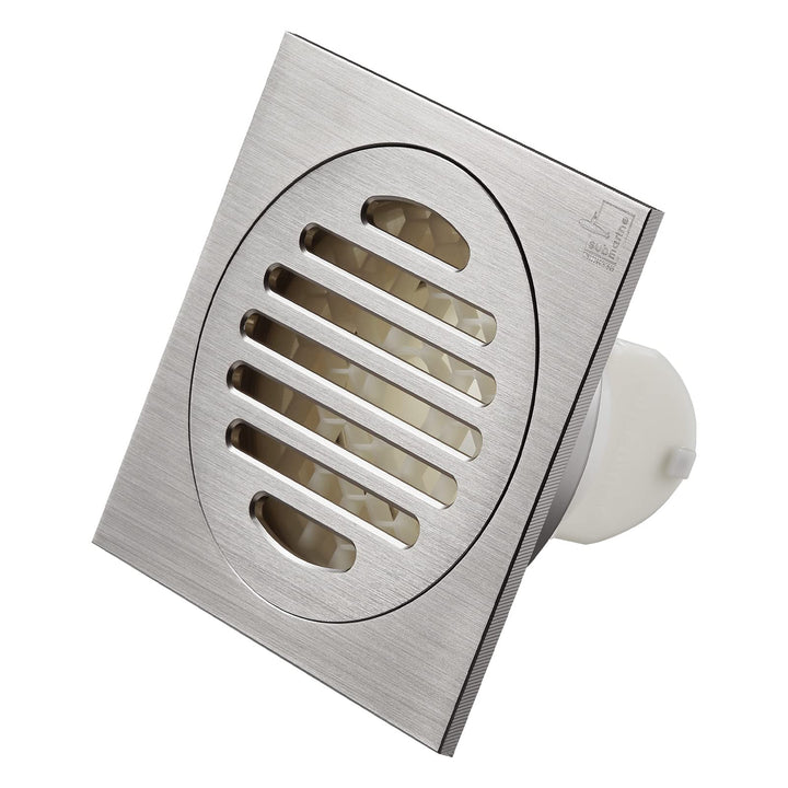 SUBMARINE Square Shower Drain 4 Inch, Built-in Shower Drain Cover, Hair Filter Screen and Floor Drain Backflow Preventer, Quick Drainage, Prevent Odor, Suitable for Bathroom and Kitchen