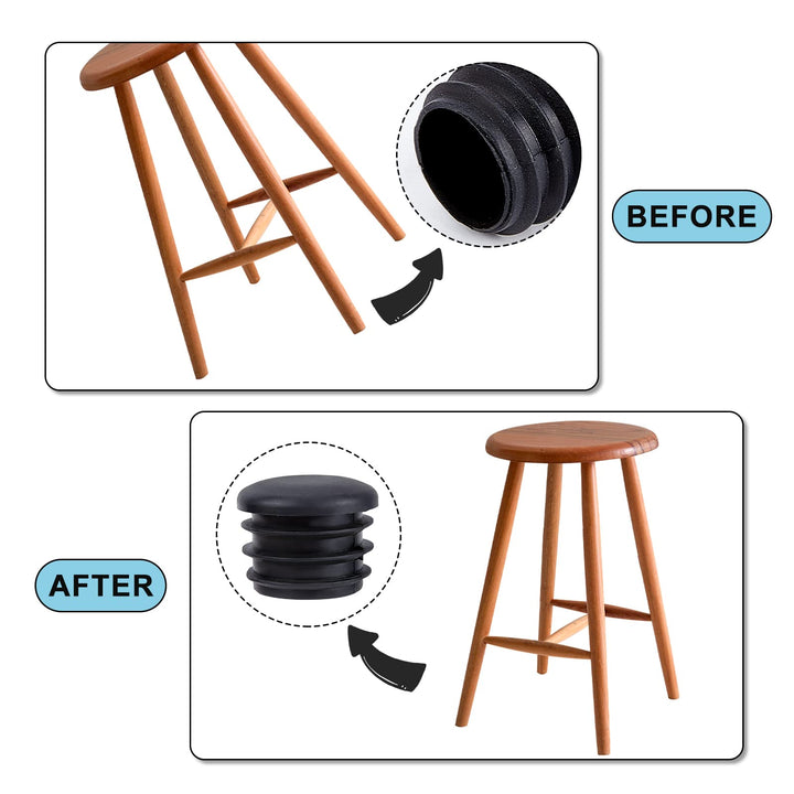 GORGECRAFT 20 Pieces 1In Round Plastic Plugs Black End Caps Plug Pipe Tubing End Cap Chair Leg Inserts for Metal Legs Fences Glide Protection from Chair Legs and Furniture, Column