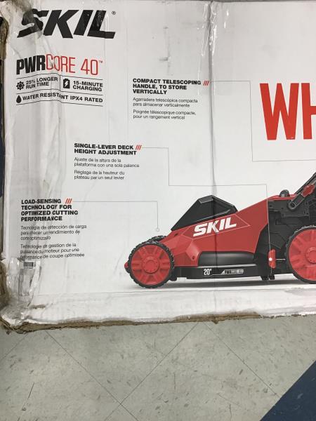 SKIL PWR CORE 40, PM4910-10, Cordless Lawn Mower, 40V, Brushless Motor, Single-Lever Height Adjustment Retail $300.00