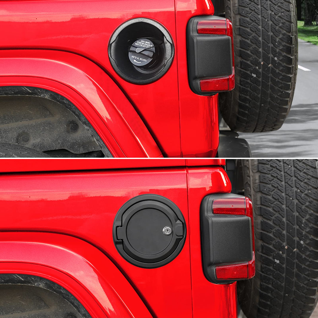 JeCar Fuel Filler Cover Locking Gas Tank Door Aluminum Alloy Gas Cap Cover Exterior Accessories Compatible with Jeep Wrangler 2018-2024 JL JLU, US Flag