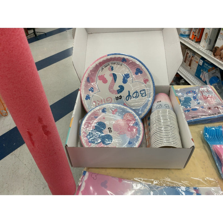Unbranded Gender Reveal Party Supplies - Plates, Cups, Cutlery, Napkins