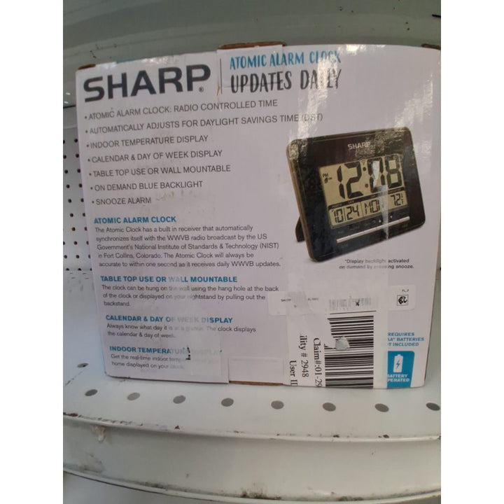 Sharp Atomic Desktop Clock â€“ Auto Set Digital Alarm Clock - Atomic Accuracy - Easy to Read Screen with Time/Date/Temperature Display- Perfect for Nightstand or Desk