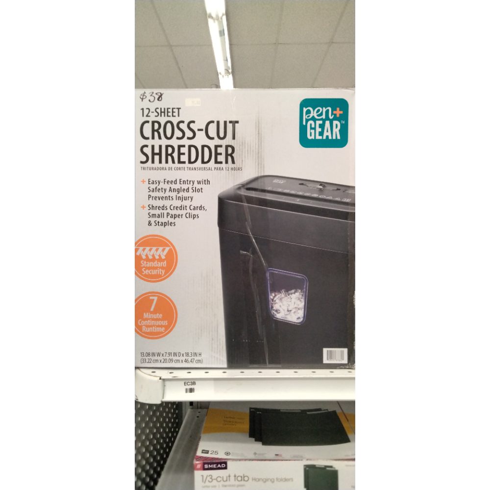 Pen+Gear 12-Sheet Cross-Cut Paper/Credit Card Shredder with 5.5 Gallon Bin  Black  Home & Office Use