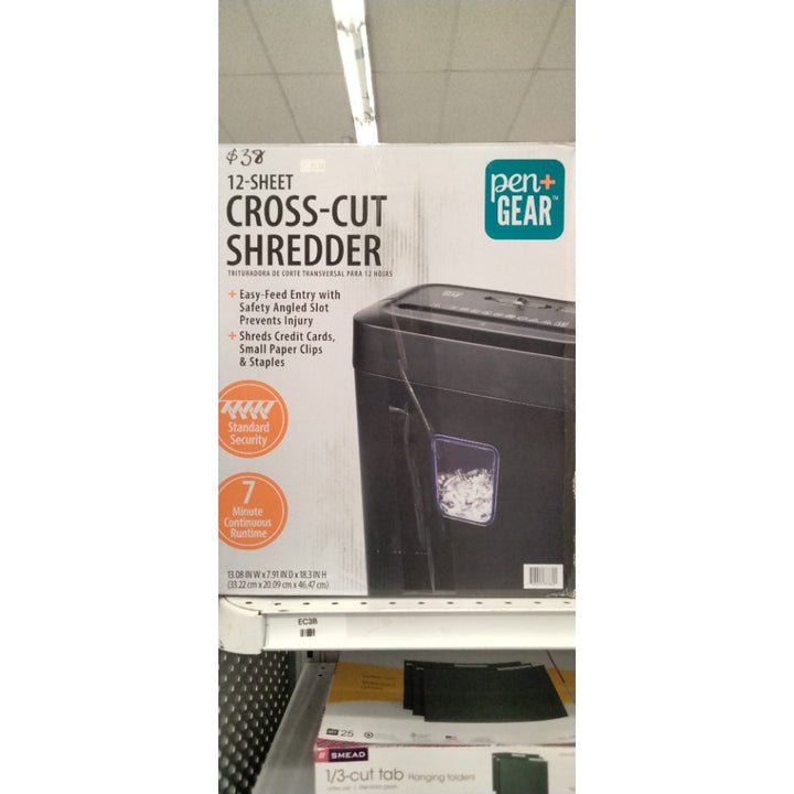 Pen+Gear 12-Sheet Cross-Cut Paper/Credit Card Shredder with 5.5 Gallon Bin  Black  Home & Office Use