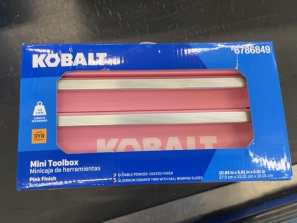 Kobalt Mini Toolbox - Pink Finish, Durable Powder-Coated Finish, Aluminum Trim, Ball Bearing Slides Retail $40.00