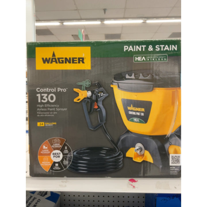 Wagner Spraytech 2435698 Control Pro 130 Paint Sprayer with T2 Gun, High Efficiency Airless Sprayer with Low Overspray, Yellow