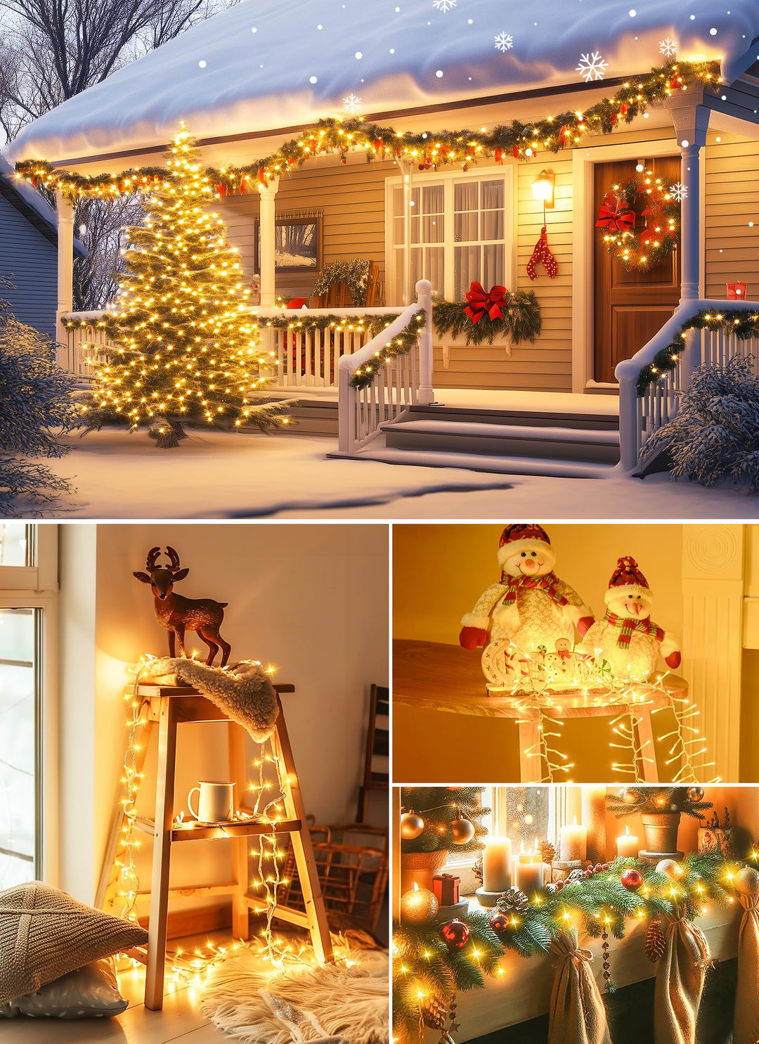 Christmas Tree Lights Outdoor - 98Feet 300 Led Twinkle Fairy Lights String with 8 Light Modes for Christmas Trees Garland Wreath Wedding Indoor Outdoor Holiday Decorations - Warm White