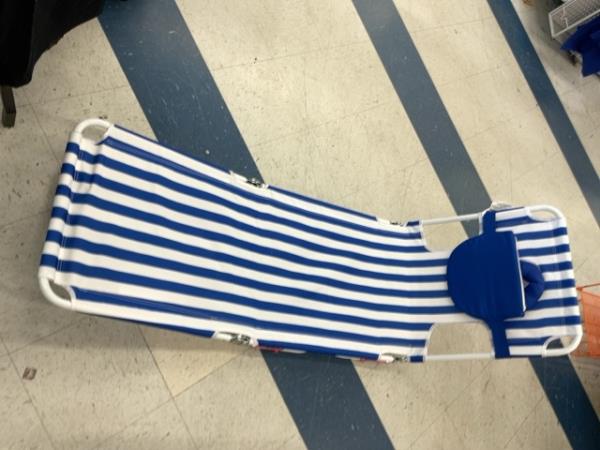 Blue and White Striped Lounge Chair with Headrest Retail $57.88