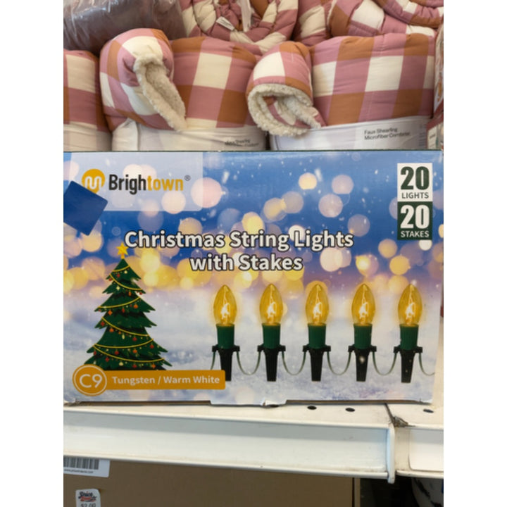 C9 Christmas Lights Outdoor, 25.7 Ft 20 Bulbs Christmas Pathway Lights, Waterproof Walkway Lights for Outside Driveway Sidewalk Outdoor Christmas Decorations Yard, Clear