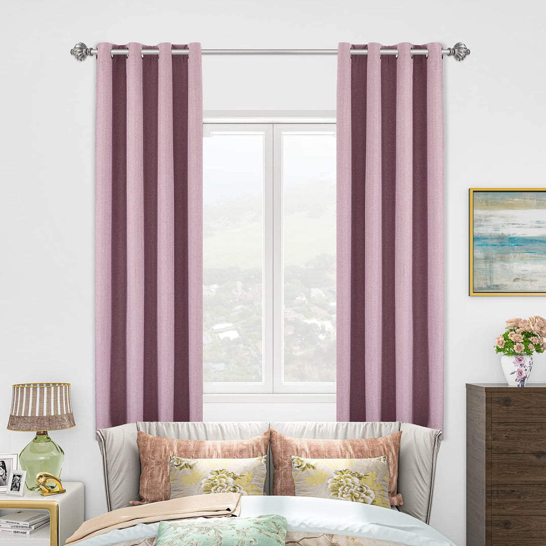 D E CURTAIN 100% Blackout Curtains for Bedroom, Full Room Darkening Curtains 96 inches for Quality Sleep Long 2 Panels(52 x 96 Inch,Light Purple Drapes)
