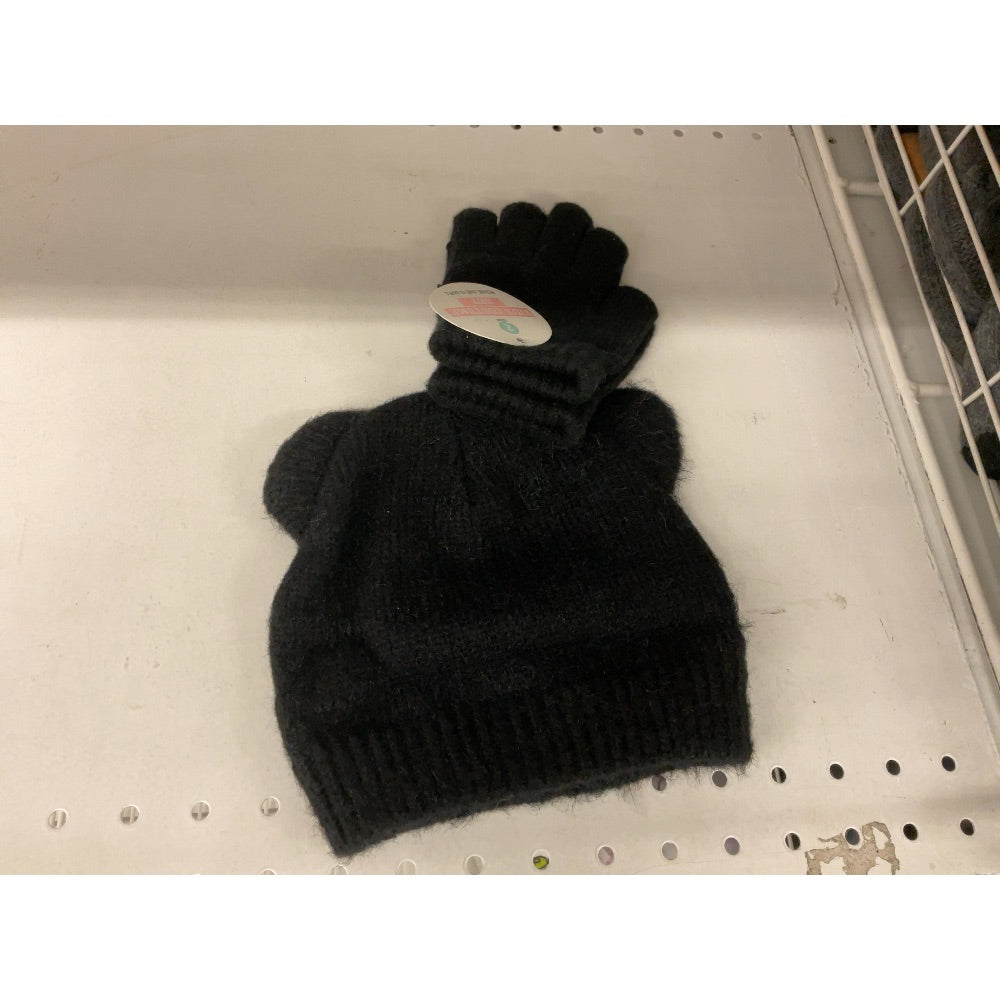 Kids Costume Beanie and Gloves Set, Black