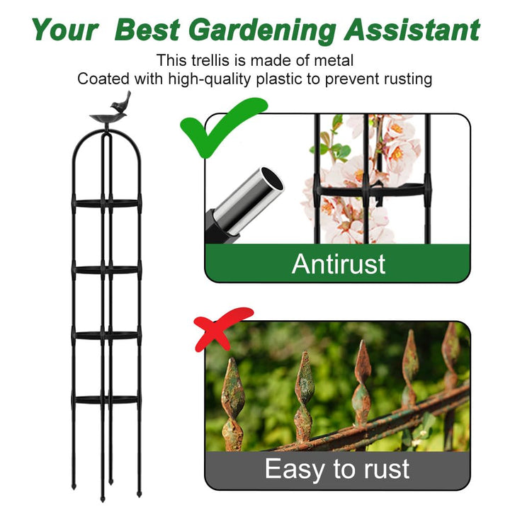 April'sWorld Garden Obelisk Trellis for Climbing Plants Outdoor, A Versatile Plant Stand for Vines, Roses, and Garden Vegetables (6FT, 2pcs)