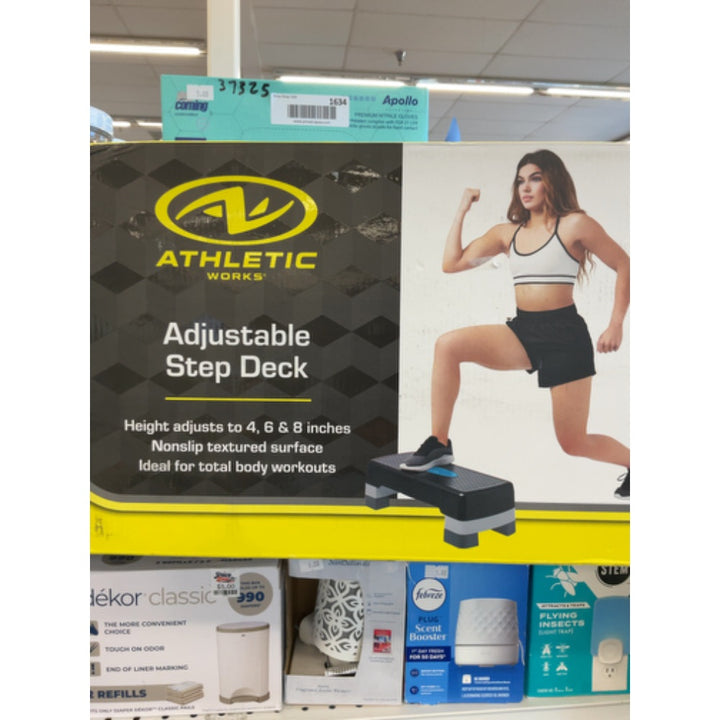 Athletic Works 3-Level Aerobic Step Deck   Adjustable to 4 -6 -8  Heights  Black/Gray/Blue