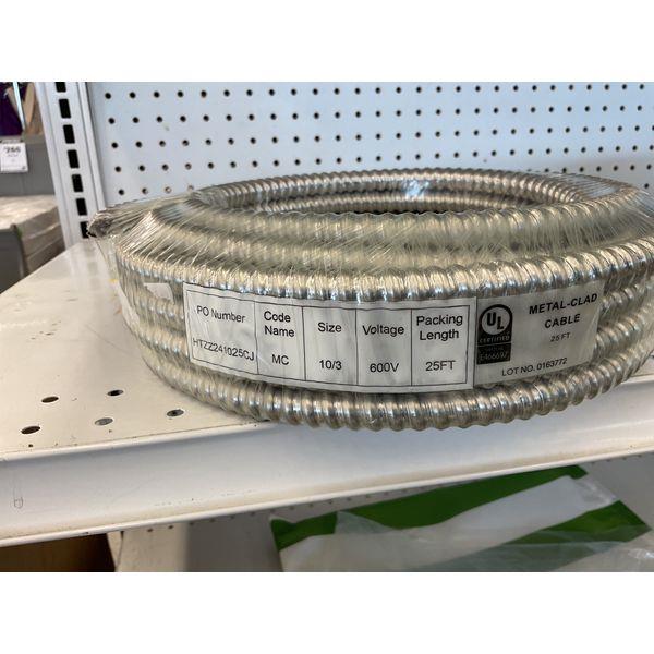 Southwire Metal-Clad Cable, 10/3 MC Cable, 600V, 25 ft Retail $55.00
