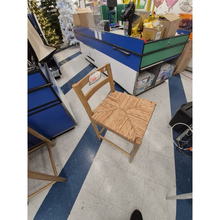 Unknown Brand Wood Chair - Woven Seat, Counter Height, Natural Finish
