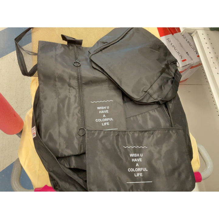 Wish U Have A Colorful Life Packing Cubes - Travel Organizer Set, Black